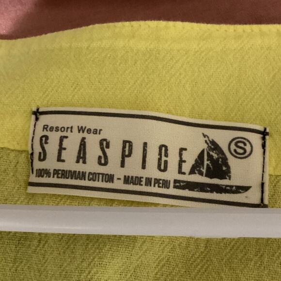 Seaspice Womens Cover Up Small S Yellow Dress Peruvian Cotton Resort Wear Beachy - Picture 3 of 9